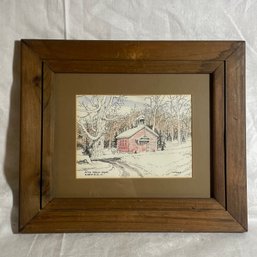 'Peter Parley School' Ridgefield, CT Hand Colored Print By Robert Parker
