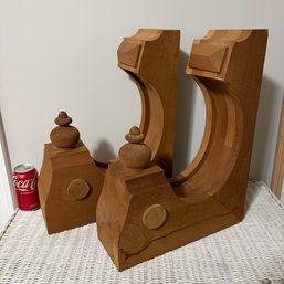Pair Of Massive Wood Corbels - Shelf Supports, Architectural Accents