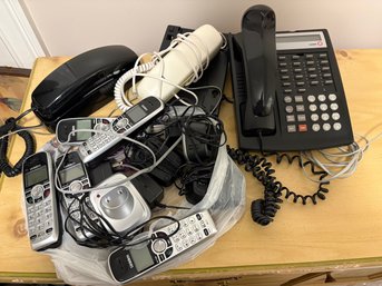Box Of Telephones Including Uniden Cordless Phone System