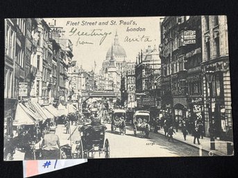 'Fleet Street And St. Paul's' London, England 1907 Antique Postcard