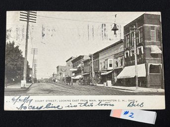 'Court Street' Washington Court House, Ohio 1909 Antique Postcard