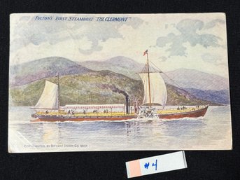 Fulton's First Steamboat 'The Clermont' 1907 Antique Postcard