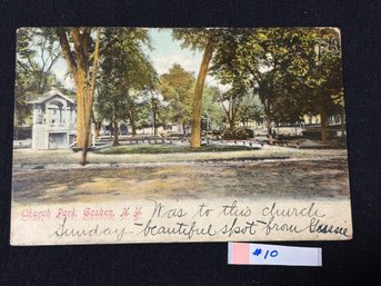 'Church Park' Goshen, New York 1908 Antique Postcard