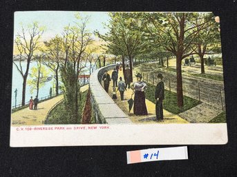 'RIVERSIDE PARK AND DRIVE' New York 1908 Antique Postcard