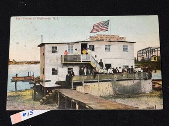Boat House At Highlands, New Jersey 1908 Antique Postcard