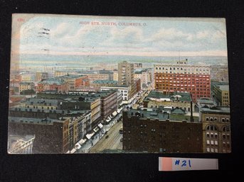 'High Street North' Columbus, Ohio 1909 Antique Postcard