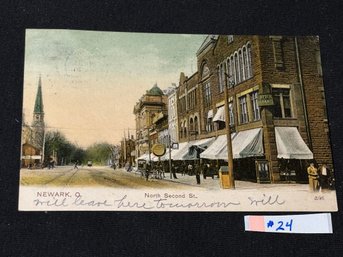 'North Second Street' Newark, Ohio 1909 Antique Postcard