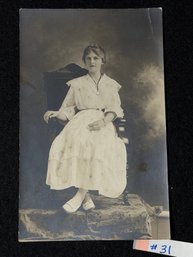 Pretty Young Lady Antique Real Photo Postcard