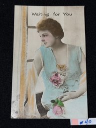 'Waiting For You' 1919 Antique Real Photo Hand Colored Postcard