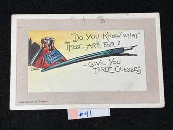 Pen & Inkwell C. V. Dwiggins Antique Embossed Postcard