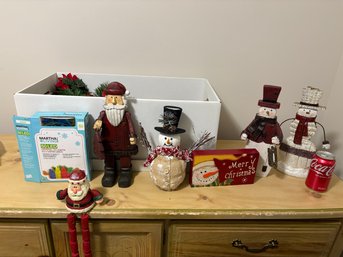 Christmas Decor Boxed Lot - Snowman/Santa Figurines & More