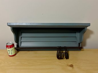 Wall Mount Shelf With Iron Hooks - Farmhouse, Shabby Chic