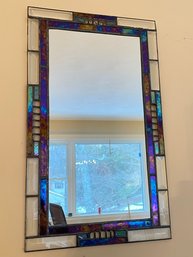 Mirror With Leaded Iridescent Stained Glass Frame (#9)