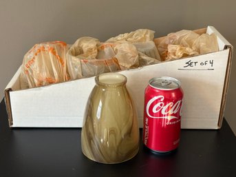 Set Of 4 Amber Swirl Glass Pendant Light Shades