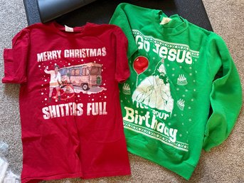 2 Fun Christmas Shirts - Size Small