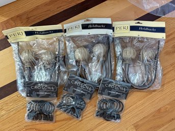 Peri Home Curtain Holdbacks With Matching Croscill Home Drapery Rings & Random Mixed Lot