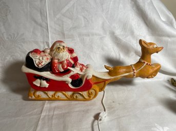Vintage Santa Claus & Sleigh Small Light-Up Blow Mold