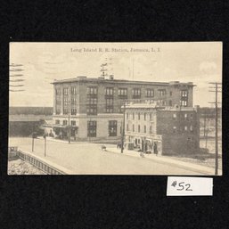 'Long Island Railroad Station' Jamaica, New York 1918 Antique Postcard