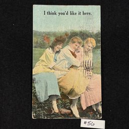 'I Think You'd Like It Here' Pretty Women Antique Postcard