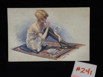 'Les Plaisirs Permis' Maurice Milliere ART DECO Postcard 'Soap Bubble Series'