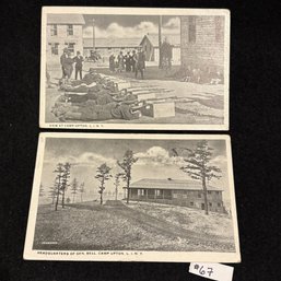 (2) Camp Upton, Long Island 1918 Antique WWI Military Postcards
