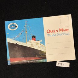 Vintage QUEEN MARY Cruise Ship Postcard Folder