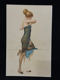 Antique French Art Nouveau Pretty Lady Postcard - Albert Joseph Penot