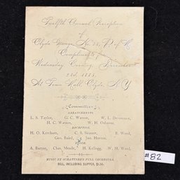 1885 Clyde Grange (New York) Antique Reception Invitation