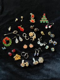 Vintage / Collectible Lot Of Earrings & Brooches / Pins