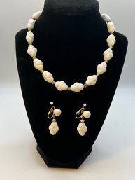 Vintage Crown Trifari Necklace & Matching Earrings