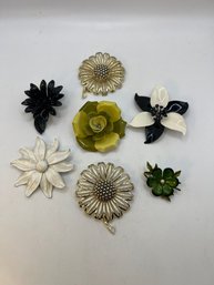 Vintage Lot Of Flower Pins