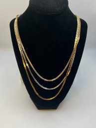 Vintage Multi Strand Trifari Necklace Silver And Gold Tone
