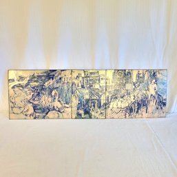 3 Panel Fiammetta Hsieh Rubin Enamel On Copper 1967 Art Piece