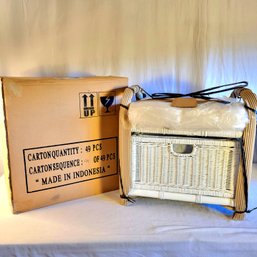 Brand New White Wicker Bench Seat With Cushion