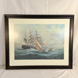 Framed  'The Lightning' Lithograph By Artist Charles Lundgren