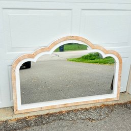 Scalloped Edge Distressed White Mirror