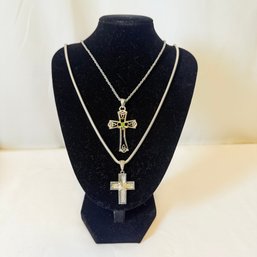 Pair Of Sterling Silver Cross Necklaces