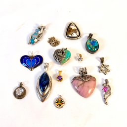 Gorgeous Sterling Silver And Faux Silver Necklace Pendants