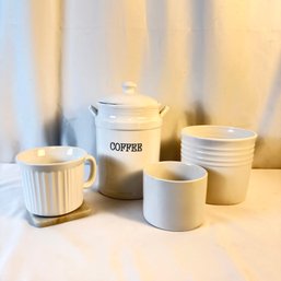 White Ceramic Coffee Container, Pots And Mug