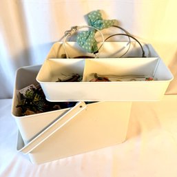 White Bucket Full Of Hair Accessories
