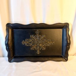 Southern Living At Home Black Florentine Tray With Gold Accents