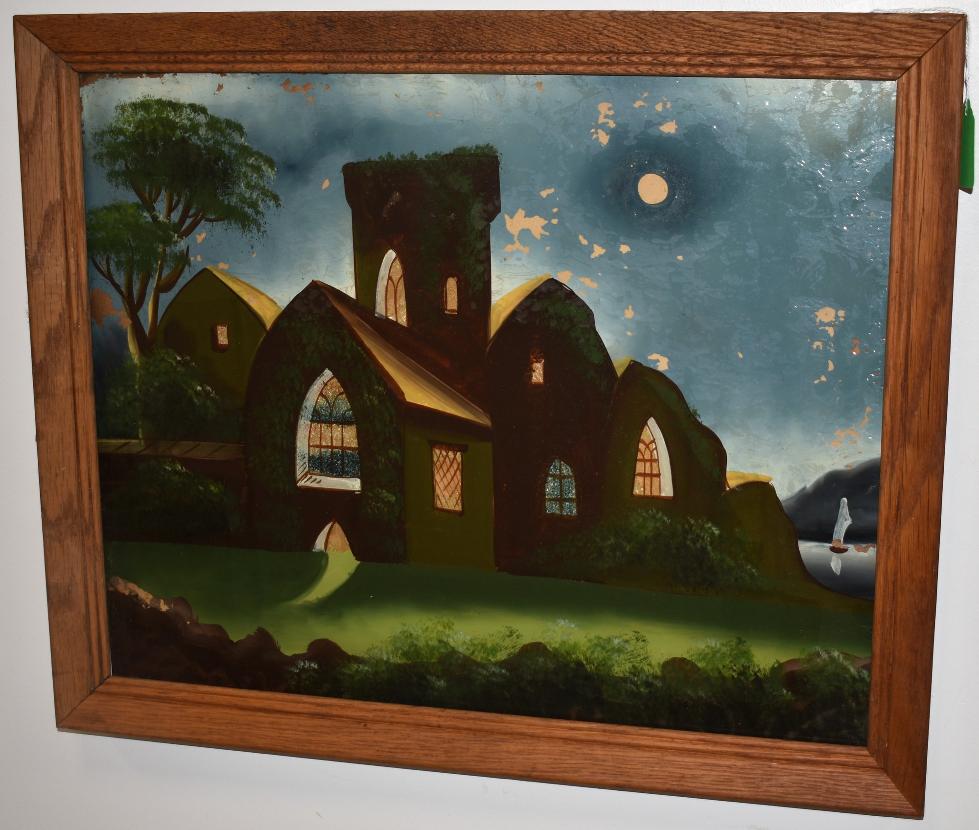 VINTAGE REVERSE PAINTING ON GLASS #9293 | Auctionninja.com