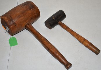 (2) ANTIQUE WOODEN MALLETS