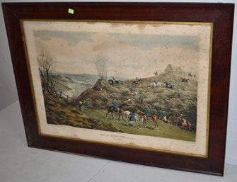 19TH CENT HARE HUNTING LITHOGRAPH