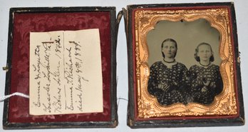 1/6 PLATE AMBROTYPE OF 2 YOUNG GIRLS