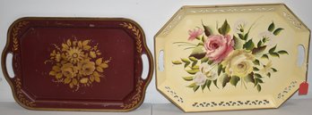 (2) VINTAGE PAINTED TRAYS