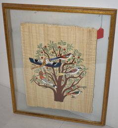 BIRD TREE PAINTING ON PAPYRUS PAPER