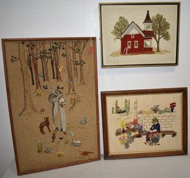 (3) VINTAGE FRAMED NEEDLEWORKS
