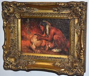 SIGNED OIL PAINTING OF NATIVE AMERICAN