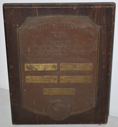 1953 BRONZE PRESIDENTS SUGGESTION PLAQUE